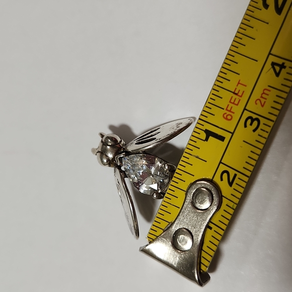 925 milor ITALY cz sterling silver flying fly bee brooch pin vintage stamped - Picture 8 of 9
